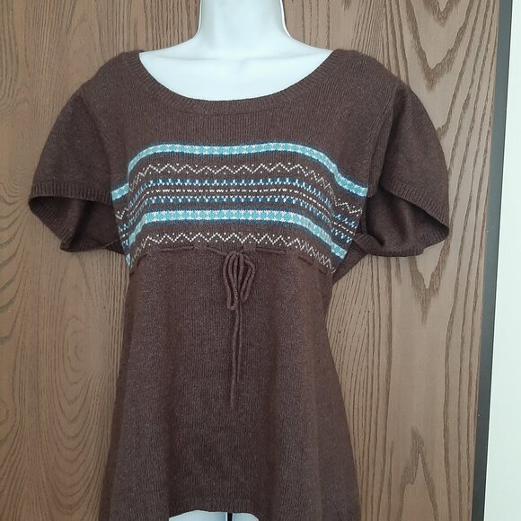 Maurices Women's Cotton Blend Brown Fair Isle Sweater Size 2 2X - Picture 1 of 6